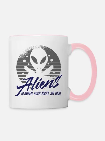 Aliens - Tasse zweifarbig - Weiß/Pink