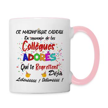 Collègue Cadeau Départ retraite - Mug contrasté - blanc/rose - Droite