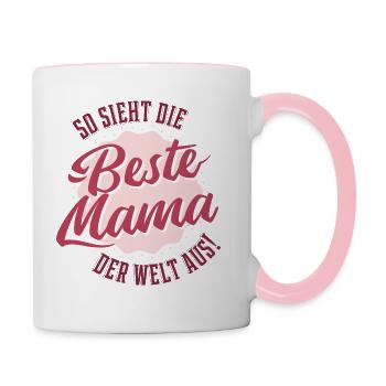 Beste Mama der Welt - Tasse zweifarbig - Weiß/Pink - Rechts