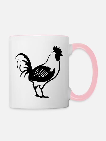Henne - Tasse zweifarbig - Weiß/Pink