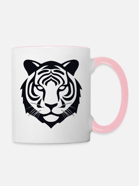 Felin Dschungel-Tigerkopf - Tasse zweifarbig - Weiß/Pink