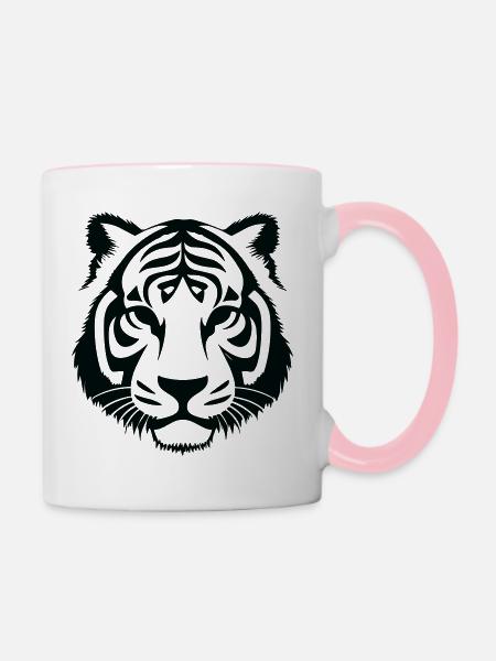 Felin Dschungel-Tigerkopf - Tasse zweifarbig - Weiß/Pink