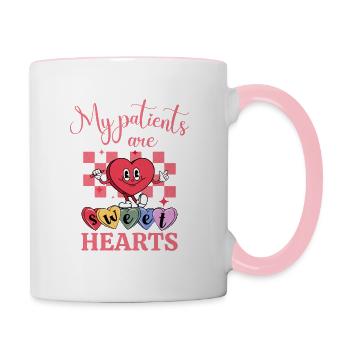 My patients are sweet hearts - Contrasting Mug - white/pink - Right