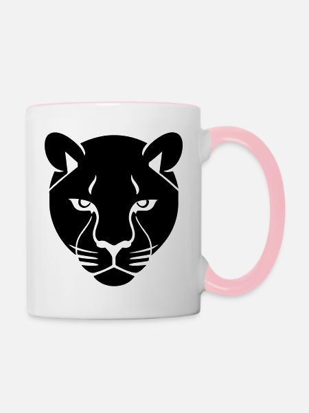 Kopf des Panthers - Tasse zweifarbig - Weiß/Pink