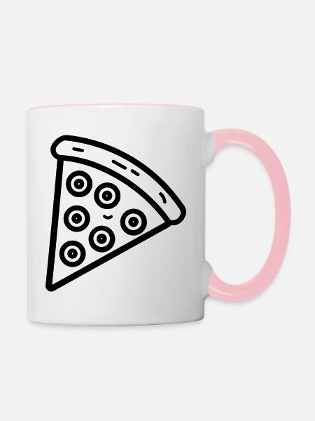 Pizzastück - Tasse zweifarbig - Weiß/Pink