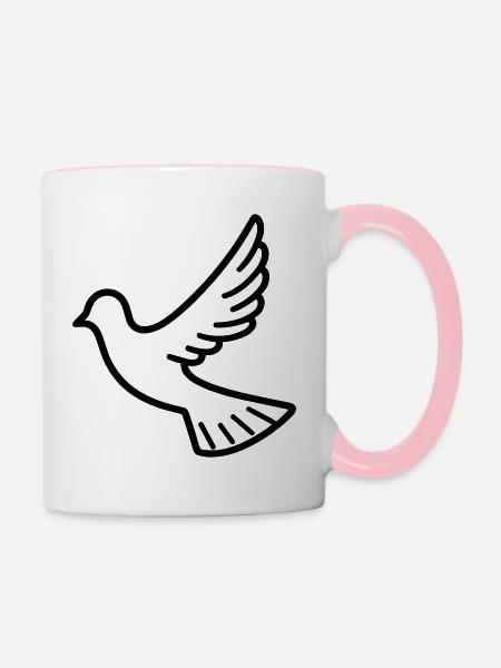 Taube - Tasse zweifarbig - Weiß/Pink