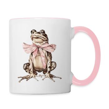 Chemise grenouille rétro avec noeud - Funny Toad - Mug contrasté - blanc/rose - Droite