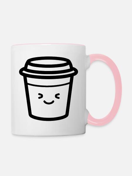 Kaffeebecher - Tasse zweifarbig - Weiß/Pink