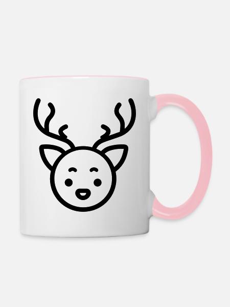 Rentier - Tasse zweifarbig - Weiß/Pink