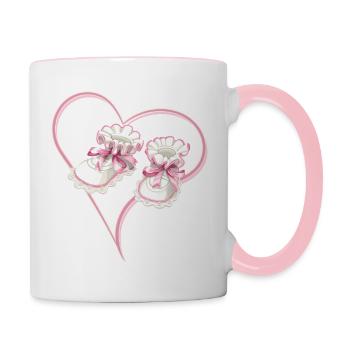 Baby Heart with Baby Shoes Pink for Girls - Contrasting Mug - white/pink - Right