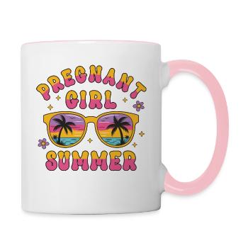 Sommer Schwangerschaftsdesign Für Bald Mamis - Tasse zweifarbig - Weiß/Pink - Rechts