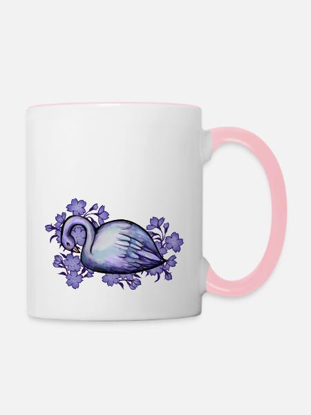 Lila Schwan - Tasse zweifarbig - Weiß/Pink