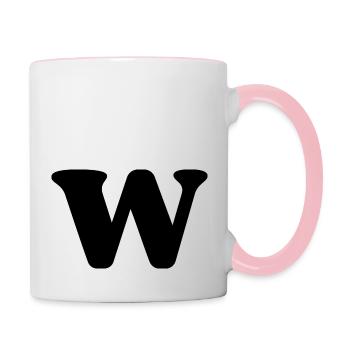 Lettre w - Mug contrasté - blanc/rose - Droite