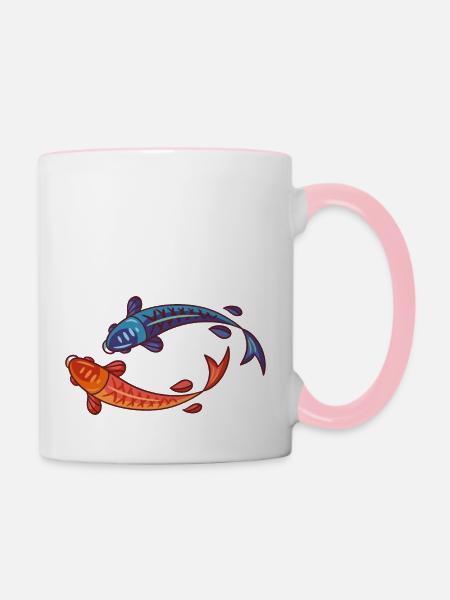 Meerestiere - Tasse zweifarbig - Weiß/Pink
