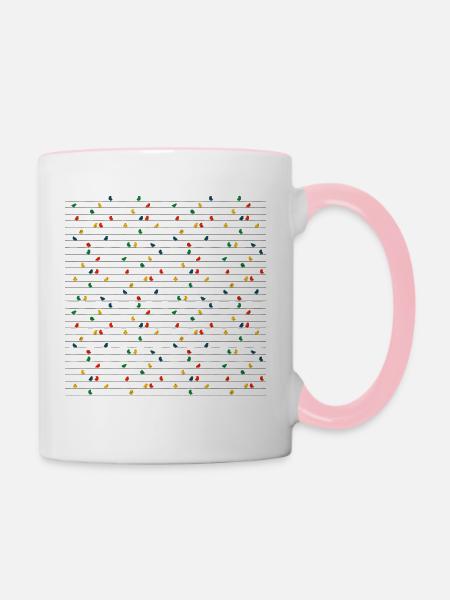 vogel an der Stromleitung - Tasse zweifarbig - Weiß/Pink