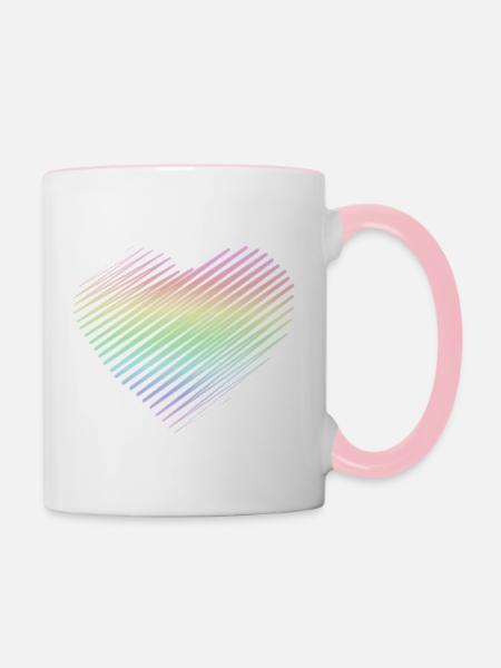 Rainbow heart - Contrasting Mug - white/pink