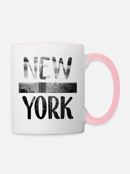 New York - Tasse zweifarbig - Weiß/Pink