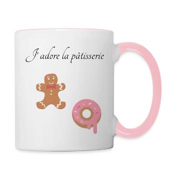 J adore la pâtisserie - Mug contrasté - blanc/rose - Droite