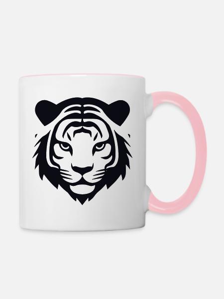 Felin Dschungel-Tigerkopf - Tasse zweifarbig - Weiß/Pink