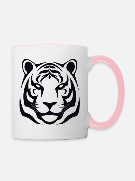 Felin Dschungel-Tigerkopf - Tasse zweifarbig - Weiß/Pink
