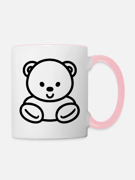 Teddybär - Tasse zweifarbig - Weiß/Pink
