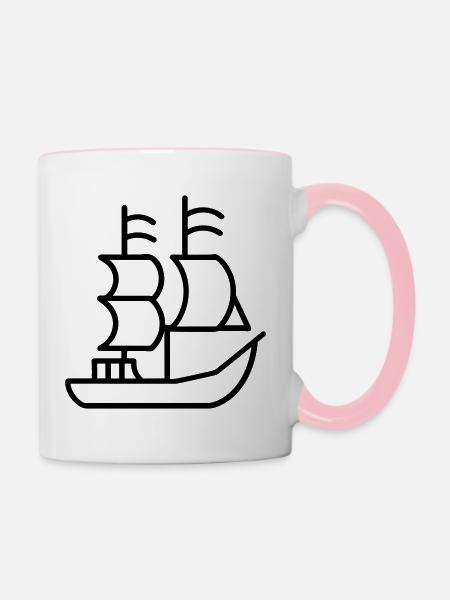 Piratenschiff - Tasse zweifarbig - Weiß/Pink