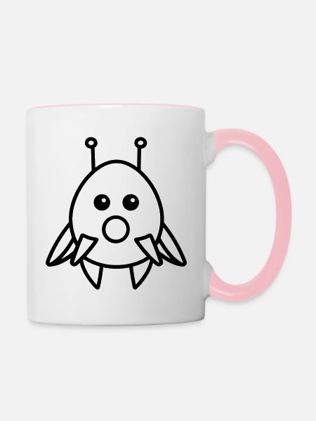 fliegende Untertasse - Tasse zweifarbig - Weiß/Pink