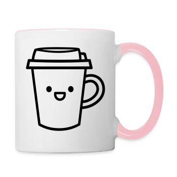 Mug de café - Mug contrasté - blanc/rose - Droite