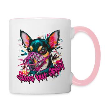 Cute but Spicy - Chihuahua - Tasse zweifarbig - Weiß/Pink - Rechts