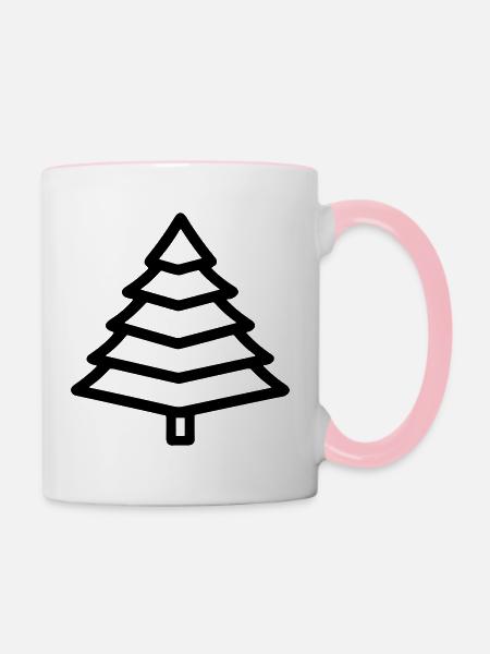 Weihnachtsbaum - Tasse zweifarbig - Weiß/Pink