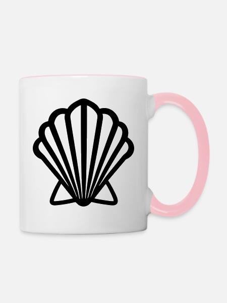 Muschel - Tasse zweifarbig - Weiß/Pink