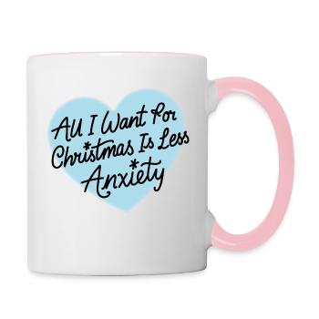 Tout ce que je veux pour Noël, c'est moins d'anxiété | Anxieux - Mug contrasté - blanc/rose - Droite