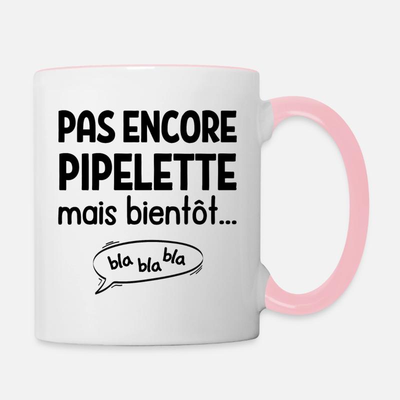 Pas encore pipelette mais bientôt - Mug contrasté - blanc/rose