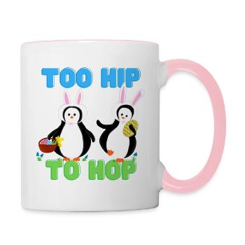 Too Hip to Hop Pingu Easter Bunny - Contrasting Mug - white/pink - Right