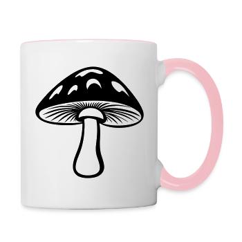 Pilz - Tasse zweifarbig - Weiß/Pink - Rechts