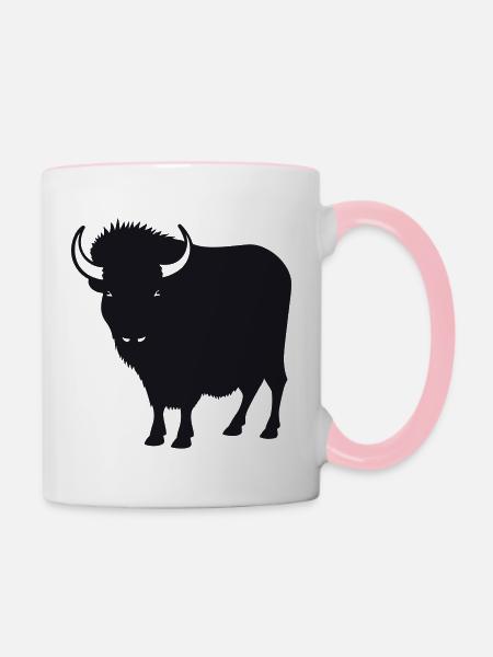 Büffel - Tasse zweifarbig - Weiß/Pink