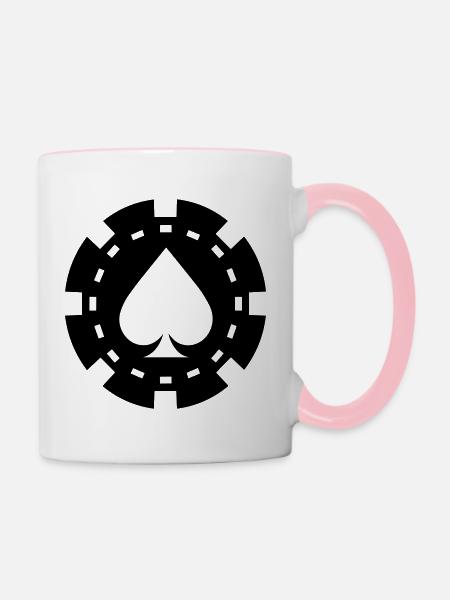 Poker-Chip - Tasse zweifarbig - Weiß/Pink