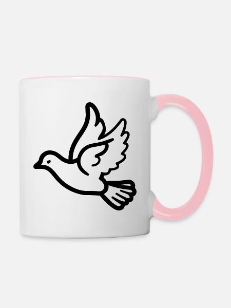 Taube - Tasse zweifarbig - Weiß/Pink