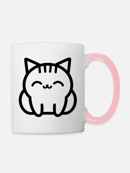 Katze - Tasse zweifarbig - Weiß/Pink
