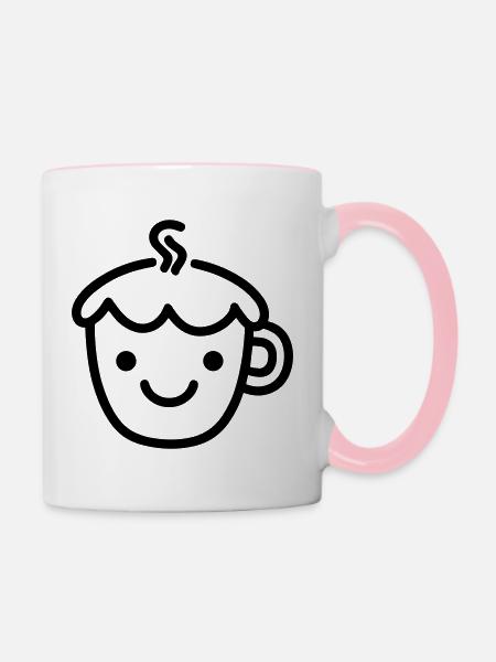Kaffeebecher - Tasse zweifarbig - Weiß/Pink