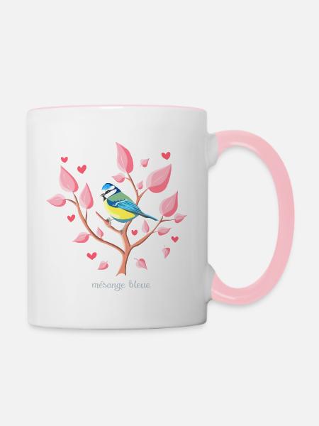 blau - Tasse zweifarbig - Weiß/Pink
