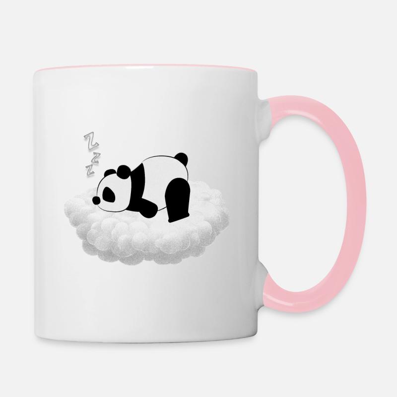 Panda mignon dort sur son nuage - Mug contrasté - blanc/rose