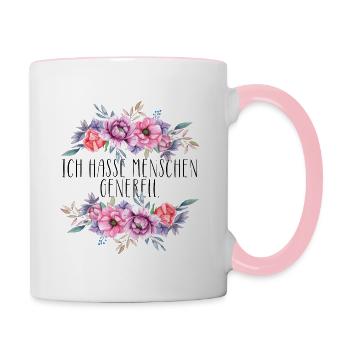 Ich hasse Menschen generell - Tasse zweifarbig - Weiß/Pink - Rechts