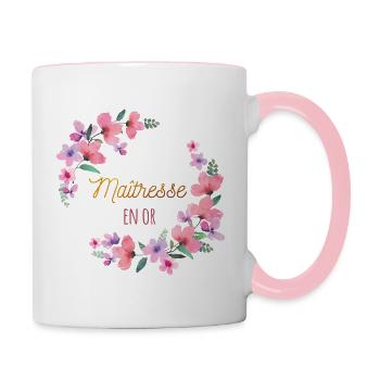 Maîtresse en or - Mug contrasté - blanc/rose - Droite