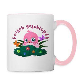 Frisch geschlüpft "Rosa" - Tasse zweifarbig - Weiß/Pink - Rechts