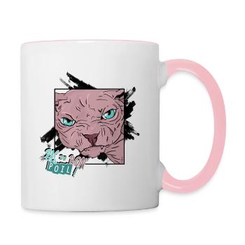 Pas Content | Sphynx_01 - Mug contrasté - blanc/rose - Droite