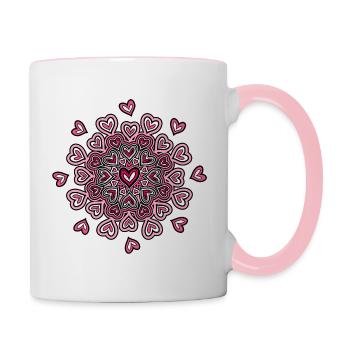 Mandala - pink hearts for the sweetheart - Contrasting Mug - white/pink - Right