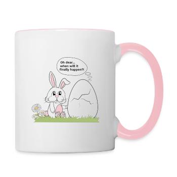 Lapin et œuf - Mug contrasté - blanc/rose - Droite