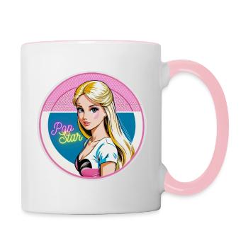 Popstar Puppe - Tasse zweifarbig - Weiß/Pink - Rechts