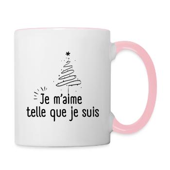 Illustration Je m'aime telle que je suis - Mug contrasté - blanc/rose - Droite